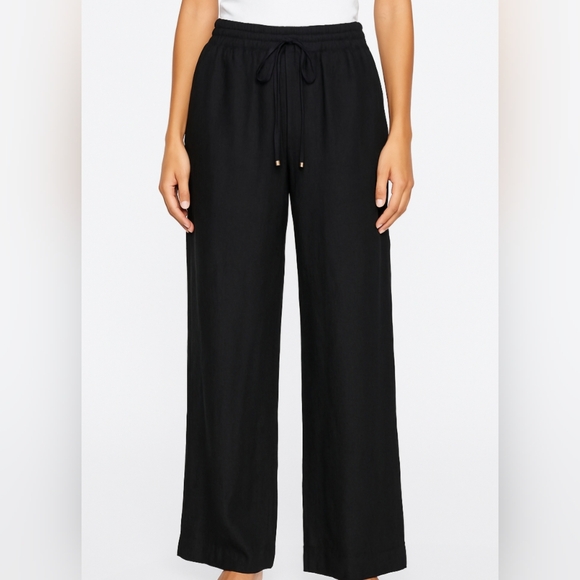 Joie Linen Womens Black Wide-Leg Pants High Waist Size M - Picture 1 of 10